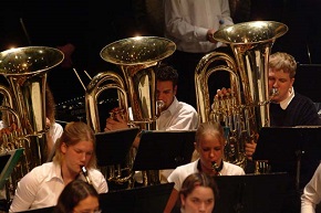 Students participating in the DHS Band Program playing Tuba